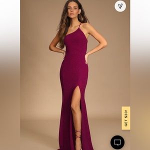 Lulus Magenta One-Shoulder Mermaid Maxi Dress